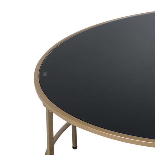 Table Basse - Table De Salon Florence Verre Noir/doré