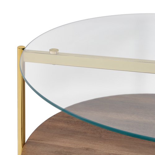 Table Basse - Table De Salon Lovell Verre De Sécurité Doré