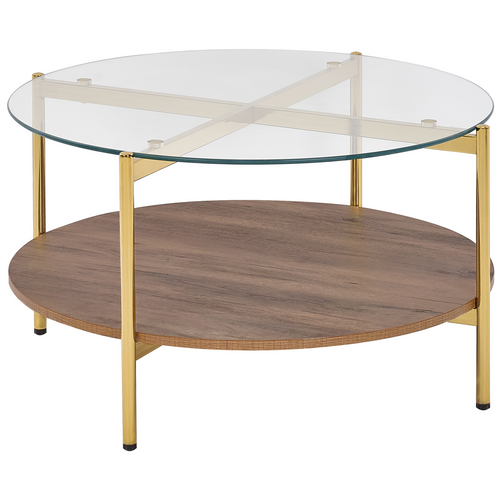 Table Basse - Table De Salon Lovell Verre De Sécurité Doré