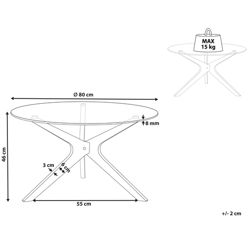 Table Basse - Table De Salon Valley Verre De Sécurité Marron Clair