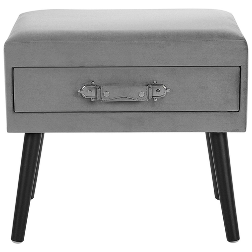 Table De Nuit - Table De Chevet à 1 Tiroir Eurostar Velours Gris