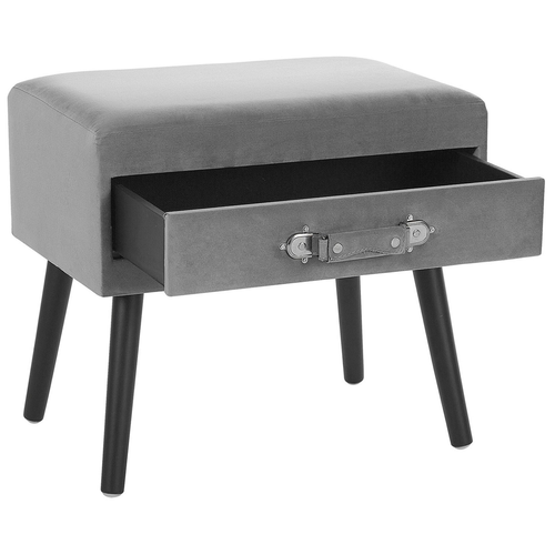 Table De Nuit - Table De Chevet à 1 Tiroir Eurostar Velours Gris