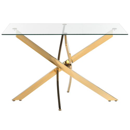 Table De Salle à Manger - Table De Repas Maramo Doré 120 Cm 70 Cm Verre De Sécurité