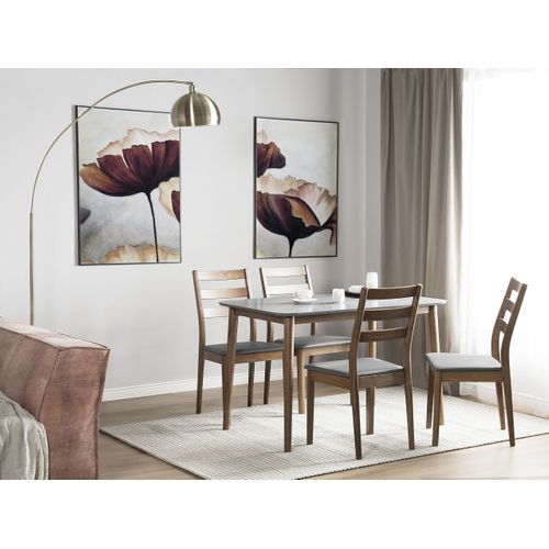 Table De Salle à Manger - Table De Repas Modesto Gris 118 Cm 77 Cm Bois