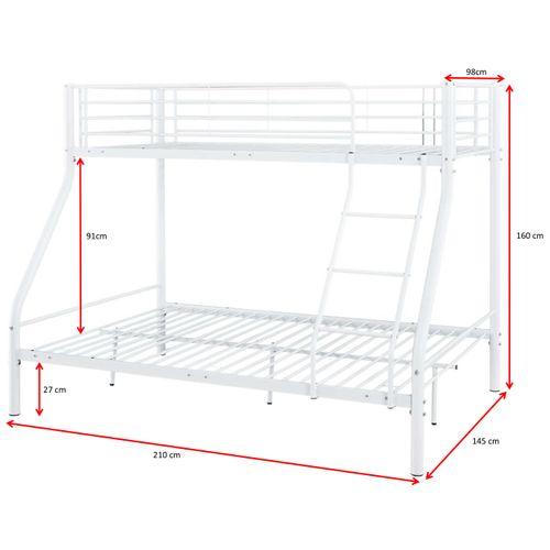 Lit Superposé Trixie 90x200 etamp; 140x200 - Métal - Blanc Mat