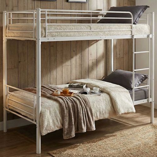 Lit Superposé Dixie 90x200cm - Métal - Blanc Mat