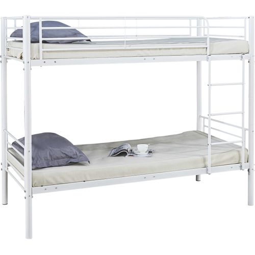 Lit Superposé Dixie 90x200cm - Métal - Blanc Mat