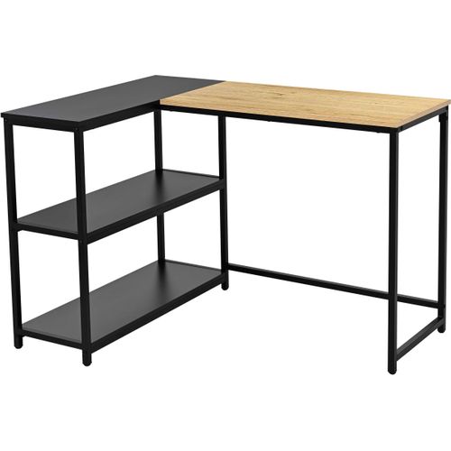 Bureau Det#039;angle Schmitt - 110x80x76cm - Avec Rangement - Décor Chêne/noir