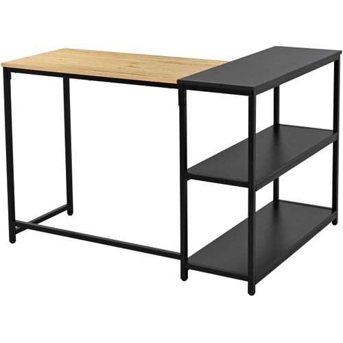 Bureau Det#039;angle Schmitt - 110x80x76cm - Avec Rangement - Décor Chêne/noir