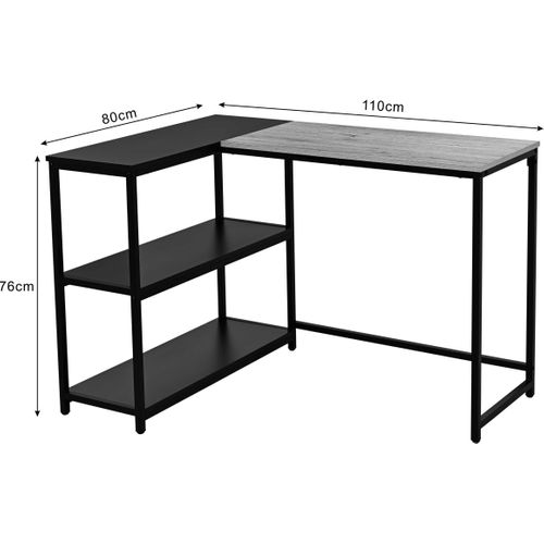 Bureau Det#039;angle Schmitt - 110x80x76cm - Avec Rangement - Décor Chêne/noir