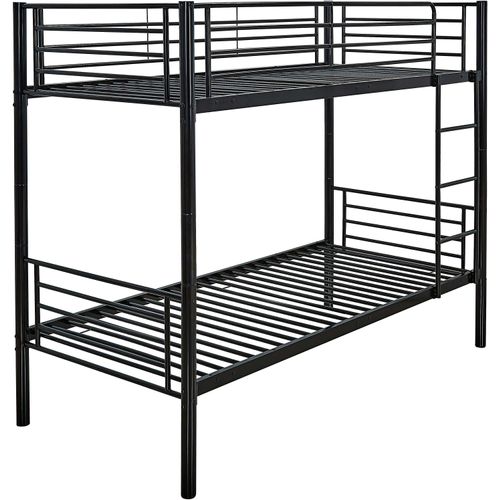 Lit Superposé Dixie 90x200cm - Métal - Noir Mat