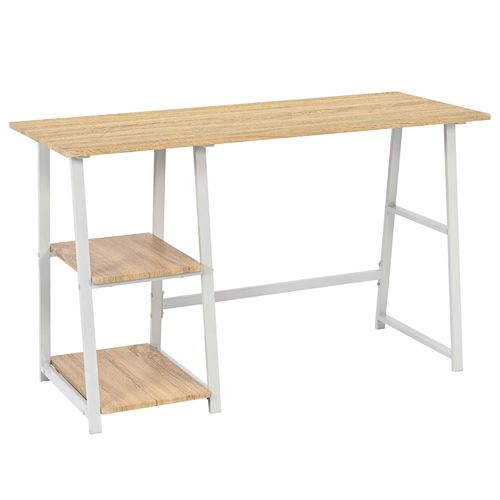 Bureau Dwayne - 120x50x73cm - Avec Rangement - Décor Chêne/blanc