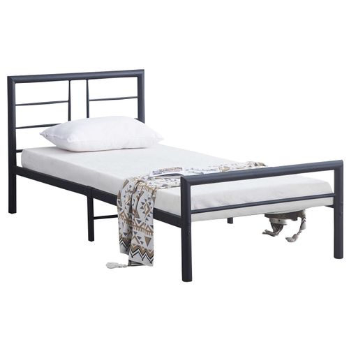 Lit Simple En Métal Dixon - 90x200cm - Noir Mat