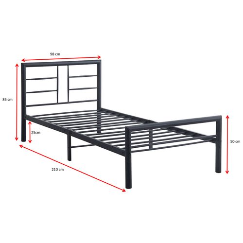 Lit Simple En Métal Dixon - 90x200cm - Noir Mat