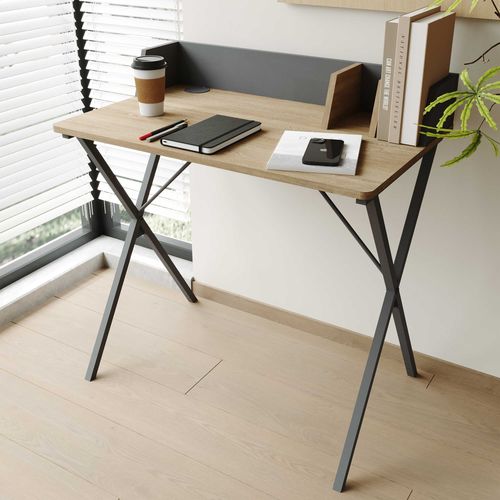 Bureau Carl 80x50x72.5cm - Décor Chêne/gris Foncé