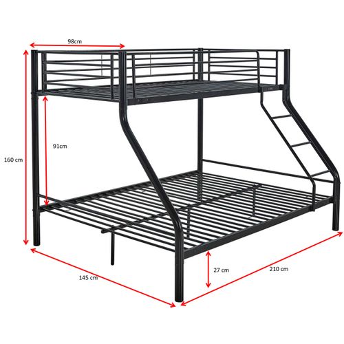 Lit Superposé Trixie 90x200 etamp; 140x200 - Métal - Noir Mat