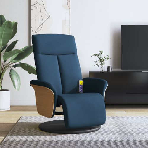 Fauteuil Relax - Fauteuil Inclinable - Fauteuil De Relaxation Avec Repose-pieds Bleu Tissu We111