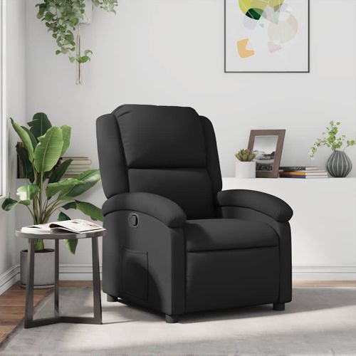 Fauteuil Relax - Fauteuil Inclinable Noir Cuir Véritable We936