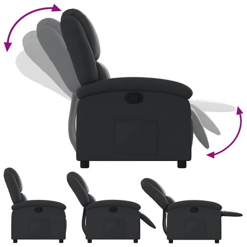 Fauteuil Relax - Fauteuil Inclinable Noir Cuir Véritable We936