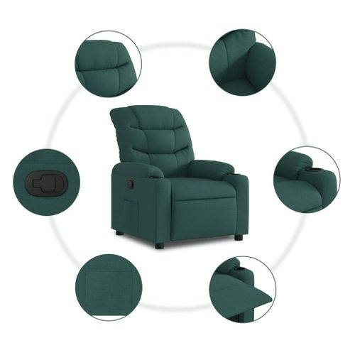 Fauteuil Relax - Fauteuil Inclinable Vert Foncé Tissu We1104