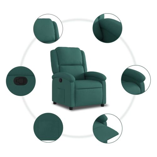 Fauteuil Relax - Fauteuil Inclinable Vert Foncé Tissu We1086