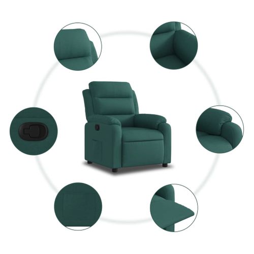 Fauteuil Relax - Fauteuil Inclinable Vert Foncé Tissu We1091