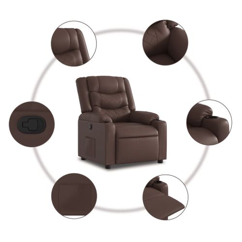 Fauteuil Relax - Fauteuil Inclinable Marron Similicuir We890