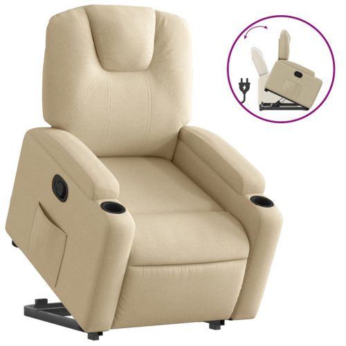 Fauteuil Relax - Fauteuil Inclinable - Fauteuil De Relaxation Crème Tissu We92