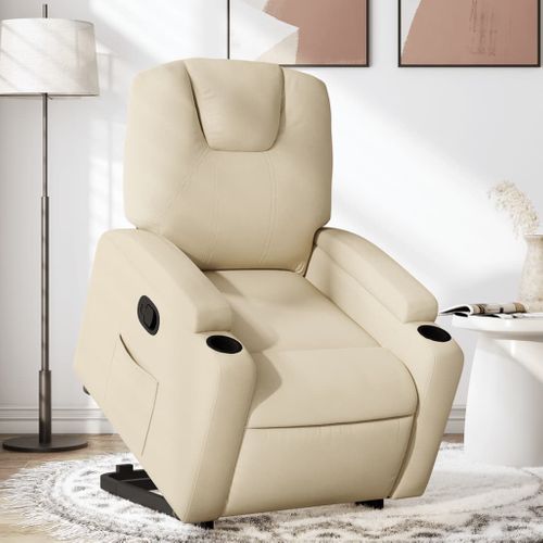 Fauteuil Relax - Fauteuil Inclinable - Fauteuil De Relaxation Crème Tissu We92