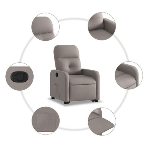 Fauteuil Relax - Fauteuil Inclinable Taupe Tissu We1079