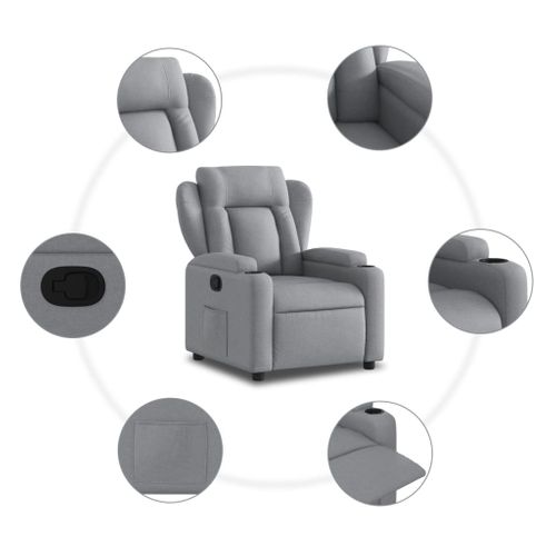 Fauteuil Relax - Fauteuil Inclinable Gris Clair Tissu We759