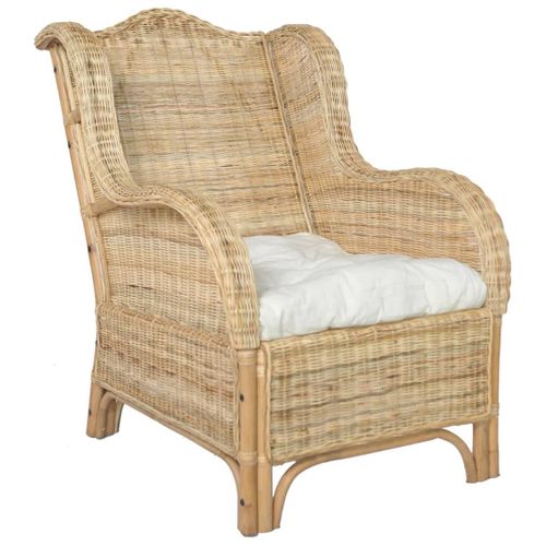 Fauteuil De Jardin - Chaise De Jardin Avec Coussin Rotin Naturel Et Lin
