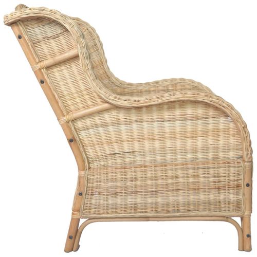 Fauteuil De Jardin - Chaise De Jardin Avec Coussin Rotin Naturel Et Lin