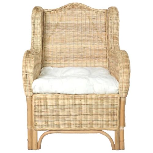 Fauteuil De Jardin - Chaise De Jardin Avec Coussin Rotin Naturel Et Lin