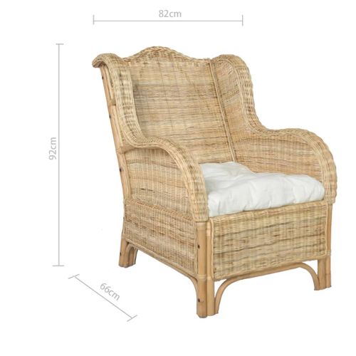 Fauteuil De Jardin - Chaise De Jardin Avec Coussin Rotin Naturel Et Lin