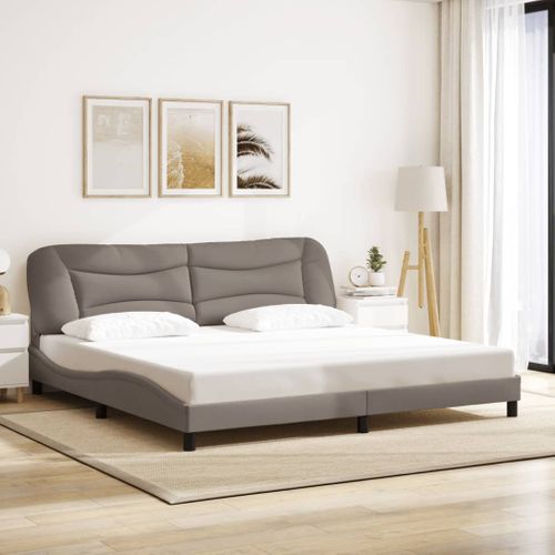 Lit Double, Lit Adulte, Cadre De Lit Avec LED Taupe 200x200 Cm Tissu Li585