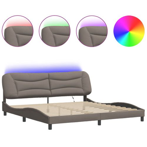 Lit Double, Lit Adulte, Cadre De Lit Avec LED Taupe 200x200 Cm Tissu Li585