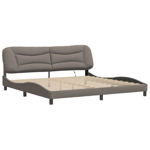 Lit Double, Lit Adulte, Cadre De Lit Avec LED Taupe 200x200 Cm Tissu Li585