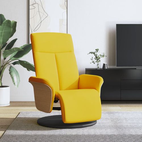 Fauteuil Relax - Fauteuil Inclinable Avec Repose-pieds Jaune Clair Tissu We28