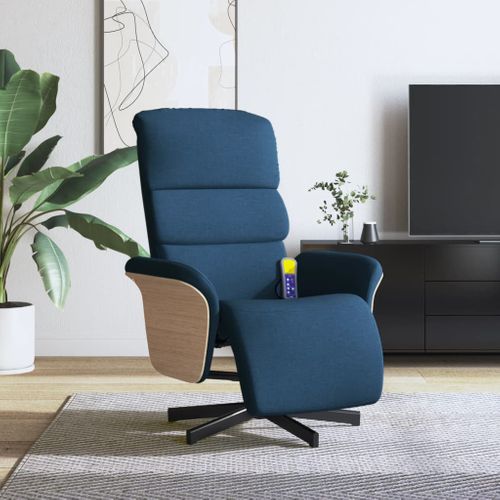 Fauteuil Relax - Fauteuil Inclinable - Fauteuil De Relaxation Avec Repose-pieds Bleu Tissu We109