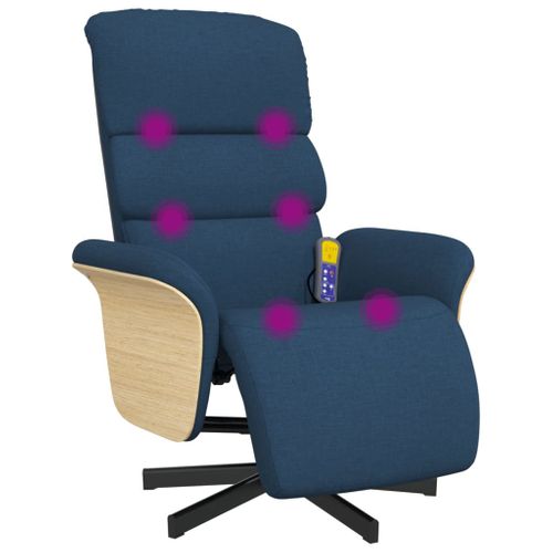 Fauteuil Relax - Fauteuil Inclinable - Fauteuil De Relaxation Avec Repose-pieds Bleu Tissu We109