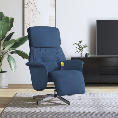 Fauteuil Relax - Fauteuil Inclinable - Fauteuil De Relaxation Avec Repose-pieds Bleu Tissu We110