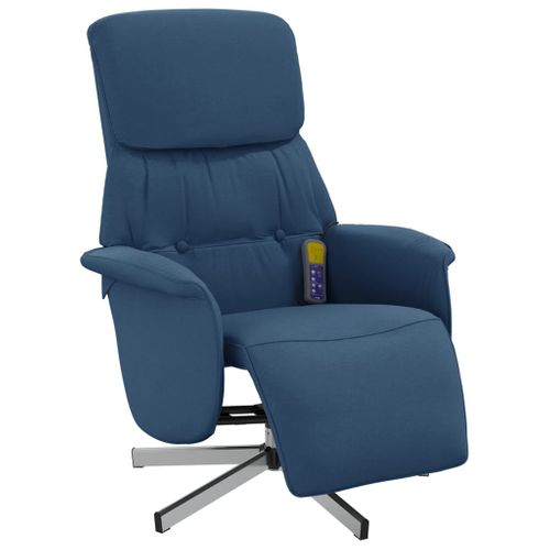 Fauteuil Relax - Fauteuil Inclinable - Fauteuil De Relaxation Avec Repose-pieds Bleu Tissu We110