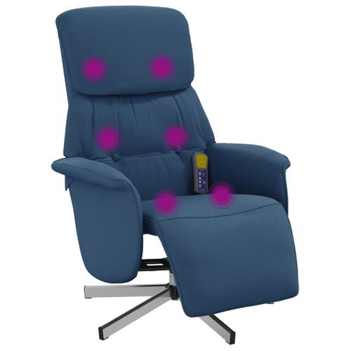 Fauteuil Relax - Fauteuil Inclinable - Fauteuil De Relaxation Avec Repose-pieds Bleu Tissu We110