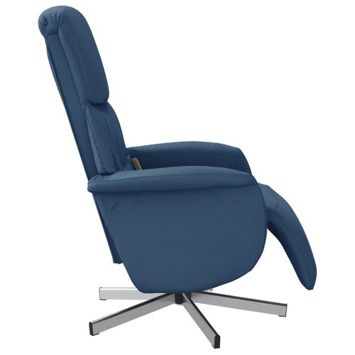 Fauteuil Relax - Fauteuil Inclinable - Fauteuil De Relaxation Avec Repose-pieds Bleu Tissu We110