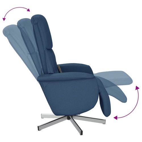 Fauteuil Relax - Fauteuil Inclinable - Fauteuil De Relaxation Avec Repose-pieds Bleu Tissu We110