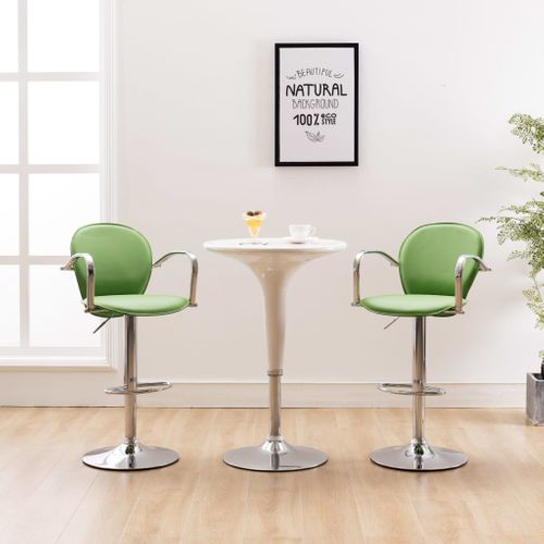 Lot De 2 Tabourets De Bar - Chaises De Bar Avec Accoudoir Vert Similicuir Ta70