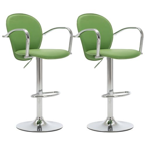 Lot De 2 Tabourets De Bar - Chaises De Bar Avec Accoudoir Vert Similicuir Ta70