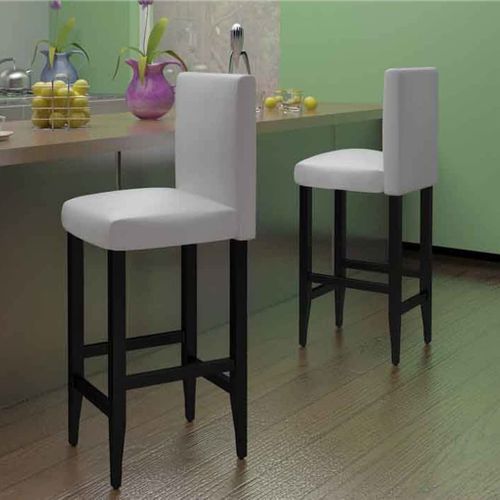 Lot De 2 Tabourets De Bar - Chaises De Bar Blanc Similicuir Ta113