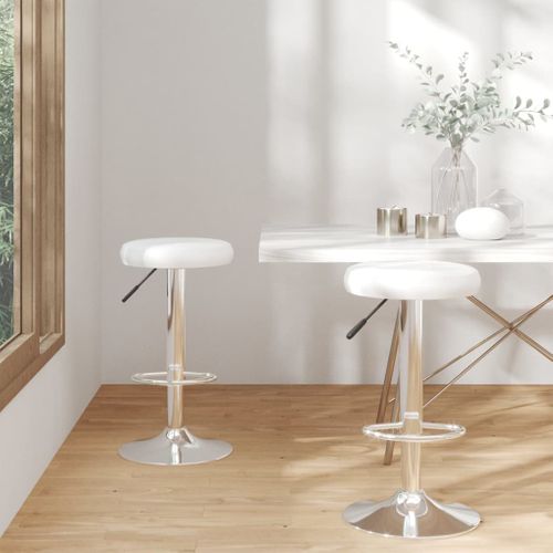 Lot De 2 Tabourets De Bar - Chaises De Bar Blanc Similicuir Ta114